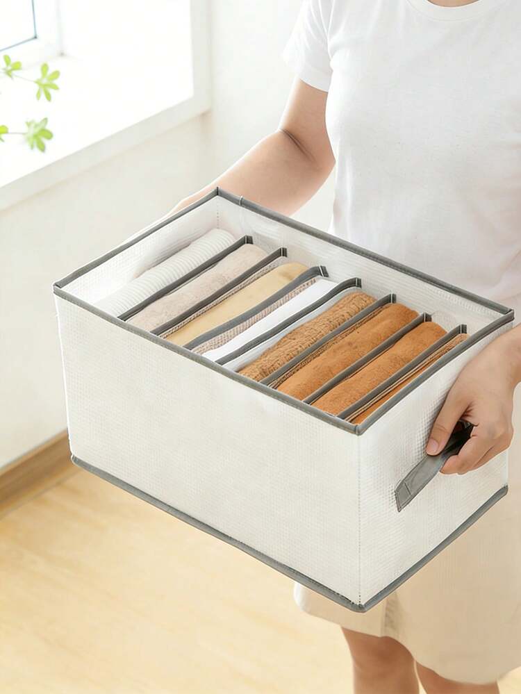 1pc Foldable Drawer Storage Basket, Compartment Organizer Box For Leggings, With Grid Design, Sturdy Sorting Box For Clothes, Underwear And Towels, Space Saving For Travel, Home, Dorm, Bedroom, Closet, Nursery - Multicolor - View 6