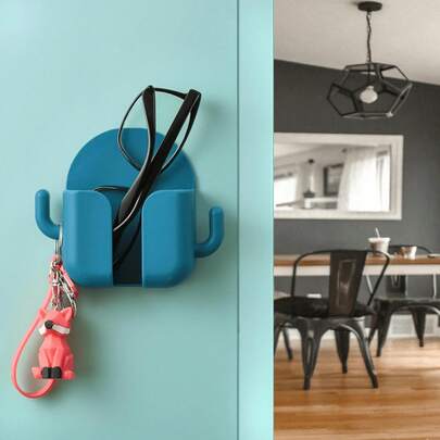 1pc Durable Plastic Wall-Mounted Remote Control & Phone Holder - Multifunctional Plastic TV/AC Remote And Office Supply Storage Box, Space-Saving Design, Smooth Surface Easy Installation, Durable Home And Office Organization, Minimalist Appearance, Easy Hardware Assembly