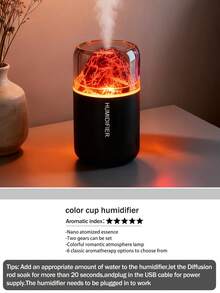 1个180毫升彩色火山加湿器，USB供电，两种工作模式，7色LED灯，自动关机，静音喷雾，空气清新剂，香薰扩散器，适用于房间装饰、办公室、客厅、书桌、汽车，送给她的绝佳礼物 - 黑與白 - 查看 18