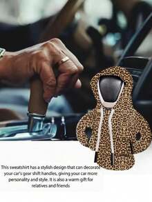 1pc Creative Leopard Print Car Gear Shift Knob Cover, Mini Sweatshirt Gear Shift Protector, Anti-Sweat - A - View 1