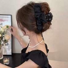 1个网状云朵发爪夹，黑色鲨鱼造型发夹，女士发饰 - 黑色 - 查看 1