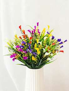10pcs Outdoor Calla Lily Artificial Flowers, UV-Resistant Plastic Material, Colorful, Suitable For Home Garden, Planters, Porch, Window Box Decor, Indoor/Outdoor Spring Decoration, Garden Decor (Multi-Color) - Multicolor - View 6