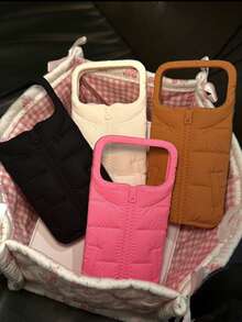 Wnter 可爱小众卡通羽绒服硅胶软手机壳，兼容 17 Pro Max、17 Pro，防摔保护套，兼容 16 Pro、15、14、13，网络爆款红色爆炸款 - 白色 - 查看 7