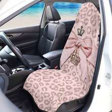1pc Pink Leopard Print & Crown Bow Car Seat Cover - Fit For Most Vehicles, Cute Leopard Spot Design With Bow Accent, Machine-Washable Soft Protectors For, 2D Flat, Perfect Birthday Gift For Family Or Friends - Nhiều màu - Xem 2