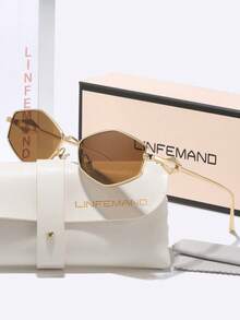 LINFEMAND Retro Metal Polygonal Sunglasses, Geometric Design To Flatter Face Shape, Lightweight & Comfortable Fashion Sunglasses, Essential For Daily Outings, Street Photography, And Holiday Gifts - Multicolor - View 10