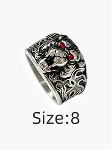 1pc Powerful Tiger Face Niche Style Stainless Steel Ring, Electroplated Waterproof Fade-Resistant, Suitable For Casual Daily Wear, Unique Personalized Enhancing Men's Ring - Tiger Men's Ring - View 18
