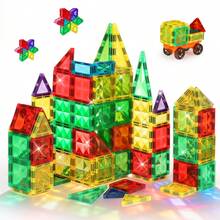 50/100 Stück mittelgroße magnetische Fliesen mit Strass Dekor, kreative Bauklötze, haptische Lernspielzeuge zur intellektuellen Entwicklung, geeignet für Jungen, Mädchen, Feiertage, Geburtstage, Lerngeschenke - Verschiedenfarbig - Übersicht 1