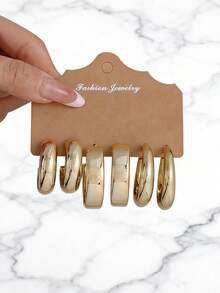 1 Set Fashionable Geometric CCB Earrings, Versatile Daily Wear Gift For Friends On Holidays And Birthdays - Yellow Gold - View 6