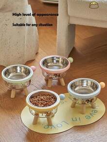 PETSIN 1pc High-Quality Dual Layer Dopamine Pet Elevated Bowl, Anti-Spill Food & Water Bowl For Cats And Dogs - Multicolor - View 7