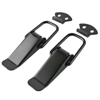 2PCS Car Bumper Clip Hasp Metal Vehicle Front Rear Bumper Holder Security Hook Lock Clip Kit Automotive Trunk Quick Release Fastener Hasp Universal For Sedan Truck SUV Black/Large