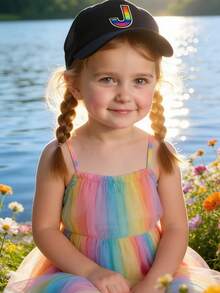 1PC Mesh Letter Embroidery Mesh Baseball Cap Boys Girls Outdoor Adjustable Casual Hats Boy Girl Travel Sunscreen Hat 8-14Y - Black - View 4