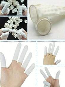 400pcs/20pcs/100pcs Latex Finger Cots, Disposable Powder-Free Beauty Tattoo Embroidery Finger Sleeves, Dust-Free Anti-Static Finger Covers, Protective Finger Sleeves For Festivals & Events - White - View 9