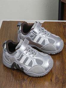 2026 Zapatos deportivos transpirables de malla para niños en primavera, zapatos para correr antideslizantes para niños y niñas, zapatillas de suela blanda - Plateado - Ver 3