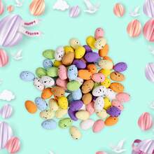 100 piezas de huevos de Pascua de espuma de colores, decoraciones para fiestas festivas, huevos DIY, huevos de paloma, disponibles en múltiples tamaños - Multicolor - Ver 8