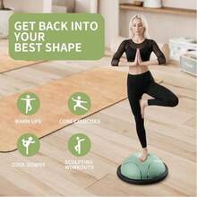 Home Fitness Equipment, Bosu Ball, Home Fitness Gear For Stability Balls, 22.5-Inch/27.2-Inch/31.5-Inch Fitness Ball Balance Trainer, Exercise Stability Ball, Half-Round Balance Ball Strength Training Equipment For Aerobic And Core Training (Multiple Colors Available) - 綠色 - 查看 3