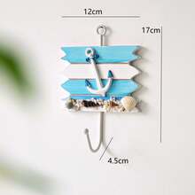 Decorative Nautical Wooden Robe And Towel Hooks - Wall Mounted Easy Install Storage Rack With Sailboat, Anchor, Wheel And Shell Accents, Suitable For Coastal Homes, Hotels And Bathrooms - Rustic Wooden Hanging Rack For Towels, Robes And Accessories, Random Shell Decor Included - Multicolor - View 13