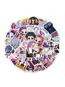 74pcs KPop Demon Hunters Graffiti Stickers, Girl Group Mira Rumi Zoey, Demon Boy Band Cartoon Character Graffiti Stickers, DIY Creative Laptop Stickers - Multicolor - View 2