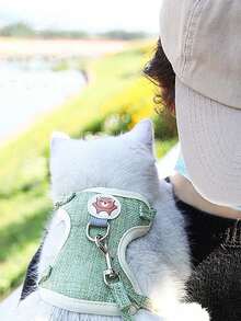 1pc Pet Chest Back Strap Harness Vest Style Cat Traction Rope, Small Dog Anti Escape Leash - Multicolor - View 4