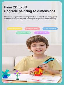 Children's Educational 3D Printing Pen DIY Graffiti 3D Drawing Consumable Refill Pen Core 3-Speed Adjustable One-Key Retraction Material Parent-Child Interaction Suitable For 6-12 Years Old And Above Boys Girls Birthday Creative Gift (Accessory Color Random) (Pen Core Consumable Specification Does Not Include Printing Pen) (Single Pen Does Not Include Consumable) - 彩色 - 查看 2