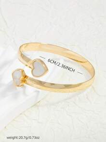 1pc Heart Decor Women Bracelet, Fashionable Holiday Gold Bracelet, Gift For Valentine's Day, Mother's Day - Love Bracelet - View 9