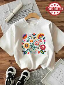 春季和夏季超寬鬆上衣,100%棉質上衣,女士短袖T卹,趣味清新多彩彩色花卉花朵圖案印花,純色圓領,柔軟舒適,日常休閒,街頭服飾,y2k,beach,graduation, vacation,top,summer,spring,t shirt,gym,sport,party top,blouse,we, top,blon, stop, lico, top, 邊緣, 光damen,frühling outfit,jersey,ropa invierno de mujer,verano mujer,趣味T卹,vacation, beach,casual,,cute tops,top negros,top blanco,tops verano,primavera muje,復活節女裝,carnival,四季通用簡約辦公室/休息室/學校women,outfits,美式復古風格,男女同款,外出上衣,秋,plus size woman,valentijn,carnaval,top verano,音樂節,白色上衣 - 白色 - 查看 3