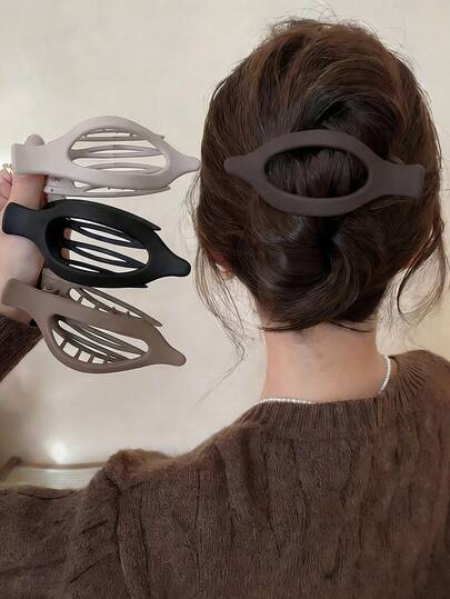 4pcs/1pc 10.5cm/4.13in Black, White, Brown, Khaki Flat Alligator Clip Hair Claws, Fashionable Versatile Elegant Minimalist Solid Color Hair Accessories Suitable For Daily, Casual, Party, Commute, Beach, Vacation, Ponytail, Bun Hairstyles, Makeup, Outfit Matching, Hair Slide, Hair Barrettes, Hairpin