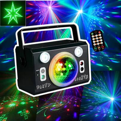 RGB 7透镜DJ舞台灯，声控7色旋转灯，适用于KTV、酒吧、派对、圣诞节、万圣节、生日、婚礼、娱乐氛围营造