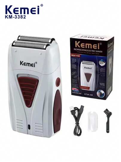 Kemei 1pc KM-3382 Hot Selling Electric Shaver, Men's Reciprocating Shaver, USB Rechargeable Dual Blade Shaver, Beard Trimmer