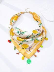 1 chiếc khăn quàng cổ phong cách Bohemian mùa hè với mặt dây chuyền hình trái cây, khăn quàng cổ in hình chanh, khăn yếm kiểu dáng nổi bật với mặt dây chuyền hình quả anh đào, trang sức phong cách nghỉ dưỡng dành cho nữ. - vòng cổ mặt dây chuyền hình trái cây cho kỳ nghỉ - Xem 2