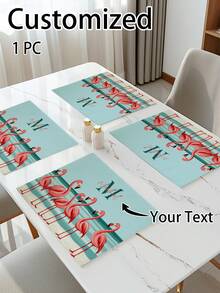 1pc Flamingo Design Personalized Placemats, Customizable Name, Heat-Resistant Kitchen/Dining Table Mats For Home, Party, Gatherings - Multicolor - View 5