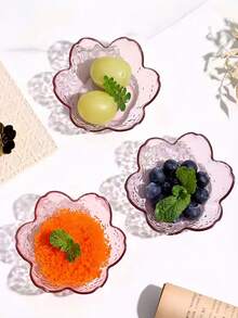 Juego de platos para salsa con flor de cerezo rosa, platos de plástico de cristal con flor de cerezo para aperitivos, helados y ensaladas, perfecto para condimentos y postres, plato de vidrio pequeño inspirado en Japón, cuenco para mojar, suministros de cocina, vajilla - Multicolor - Ver 9