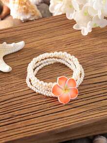 Bohemian Style Crystal & Seed Bead Bracelet, Layered Daisy Flower Design For Women - Multicolor - View 15