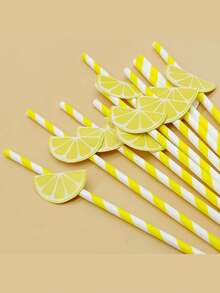 10/5 pièces Pailles en papier décorées de fruits, pailles créatives, pailles à boissons - conviennent pour les fêtes, les bars, la décoration de mariage, un choix parfait pour les anniversaires, les mariages et les célébrations - Multicolore - Voir 4