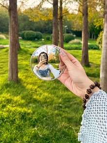 1pc Travel Photography Tool - Compact Round Mirror For Photo Taking And Self-Inspection; Available In Multiple Sizes; Convex Lens For Wide Angle Shooting; An Essential Gift For Friends On The Go; Selfie Accessory; Portable Design; High-Quality Reflection; Suitable For Content Creators - Multicolor - View 6