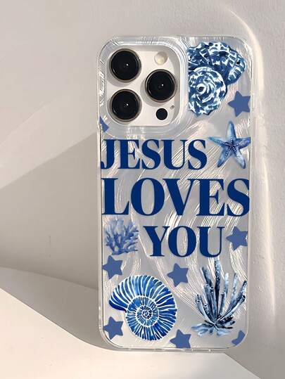 1pc Ocean Elements Shell, Coral, Starfish, Religious Slogan, Jesus Pattern Phone Case, Silver Transparent Thick Protective Cover Compatible With Samsung A05, A05S, A13, A14, A15, A53, A54, A55, A56, S22, S23, S24, S25, Compatible With IPhone 11, 12, 13, 14, 15, 16, 17 Pro Max