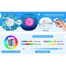 1/2/4/6/10个装防水LED灯，16种颜色变换遥控水下灯，适用于水族箱、花瓶、浴缸、热水浴缸、万圣节、圣诞节、游泳池和派对装饰 - 白色 - 查看 4