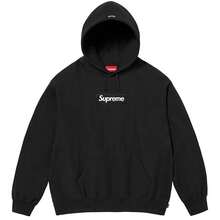 Supreme FW23 Fall/Winter Collection WEEK16 Box Logo Hooded Sweatshirt, Solid Color Logo Pullover Fleece Hooded American Style  Sweatshirt, Unisex - Black - View 2