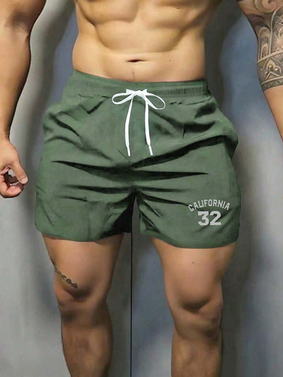 中性運動休閒短褲 3英吋訓練跑步短褲 戶外冰絲快乾游泳沙灘短褲 - 綠色 - 查看 1