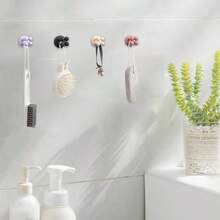 4Pcs Silicone Toothbrush Holders Bathrooms, Waterproof Self Adhesive Multifunctional Hook For Hanging Towel Key Plug For Bathroom Kitchen Living Room Office PurpleGreenPinkYellow - 4件混合5 - 查看 2
