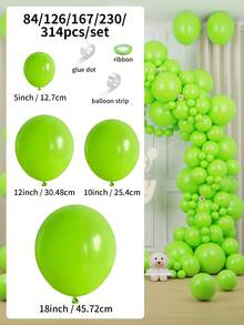 84/126/167/230/314pcs Mint Green Balloons - 18"/12"/10"/5" Mint Green Latex Balloon Arch/Garland Set, Suitable For Wedding, Birthday Party, Baby Shower, Gender Reveal, Graduation, Halloween, Dinosaur, Jungle, Golf, Soccer Themed Decoration - View 4