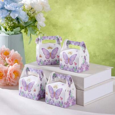 12/24pcs Purple Butterfly CandyFavor Boxes With Cover Paper Gift Box (Small) - Cute Gift And Party Container, Birthday Wedding Party Decor Candy Boxes,And Special Occasions. Birthday Gift Box | Cute Design | Paper Gift Box, Theme Product, Packaging, Valentine's Day Gift
