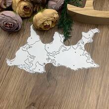 金属切割模具模板，地图形状，适用于DIY剪贴簿、相册、纸卡压花 - 銀白色 - 查看 4