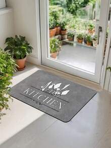 【热销！！！】1 件装软橡胶厨房地垫，3.5 毫米厚，简约厨房风格，灰色大理石纹底，饰以卡通白色餐具和英文字母图案，吸水性强，可裁剪以适应不同厨房尺寸，表面为织物材质，中间层为海绵层，底部为橡胶层，适用于厨房地毯、厨房装饰、婚礼装饰、家居装饰、浴室地垫、玄关地垫、洗衣房地垫、走廊地毯、客厅地垫等。 - 彩色 - 查看 7