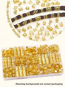 70pcs Sun & Wheat Shaped Hair Scrunchies - Bohemian Alloy Hair Clips With Sunshine & Wheat Ear Patterns, Suitable For Braids And Hair Ends - Gold - View 2