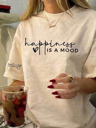 T-shirt à manches courtes pour femmes avec nouveau motif simple et mignon, style décontracté et polyvalent, col rond, convient pour les vacances. T-shirt imprimé à manches courtes pour femmes, adapté pour le port quotidien en été, convient pour les vacances comme la Saint-Valentin, la rentrée scolaire, la Fête des enseignants, etc. T-shirt à manches courtes avec imprimé, doux, ample et confortable, style décontracté et polyvalent de vacances en ville, Top à manches courtes