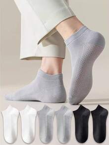 1/3/6 Pairs Men's Massage Bottom Socks, Breathable Odor-Resistant Moisture-Wicking Mesh Low-Cut Ankle Socks, Spring & Autumn - Multicolor - View 21