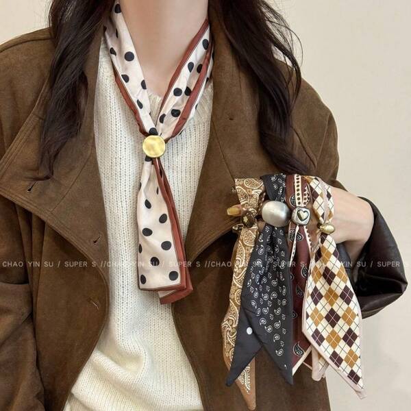 French-Style Vintage Pull-Out Neck Scarf Necklace, Autumn And Winter Scarf, Sweater Chain, Fashionable And Versatile Accessory