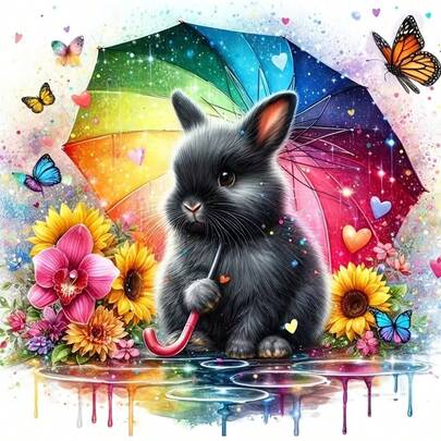 1pc DIY Umbrella & Sunflower Butterfly 5D Diamond Painting Kit, [30*30cm/11.8*11.8in] [40*40cm/15.7*15.7in], Suitable For Adult Beginners DIY Mosaic Diamond Art, Full Drill Handmade Hobby, Wall Decor For Living Room, Bedroom, Office, Surprise Gift For Family And Friends, Frameless