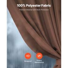 Gazebo Curtains Outdoor, 12' X 10' X 7' Gazebos, 4-Panel Sidewall Gazebo Privacy Curtains With Zippers, Outdoor Curtain Replacement For Patio Canopy, Only Curtain, Coffee - 12ft X 10ft X 7ft Coffee Brown - View 3