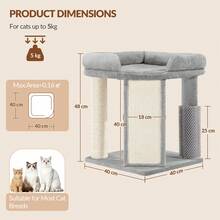Hzuaneri Cat Tree For Indoor Cats, 48 Cm Cats Tower With Cat Scratching Post, Large Pentagonal Top Platform, One-Piece Scratching Board, Grooming Post - Light Grey - View 7